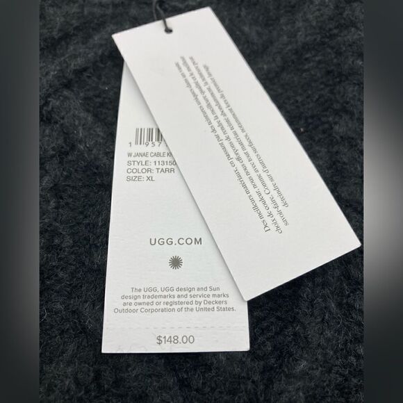 NWT UGG-Janae Cable Knit Black Sweater Size L - Picture 5 of 7